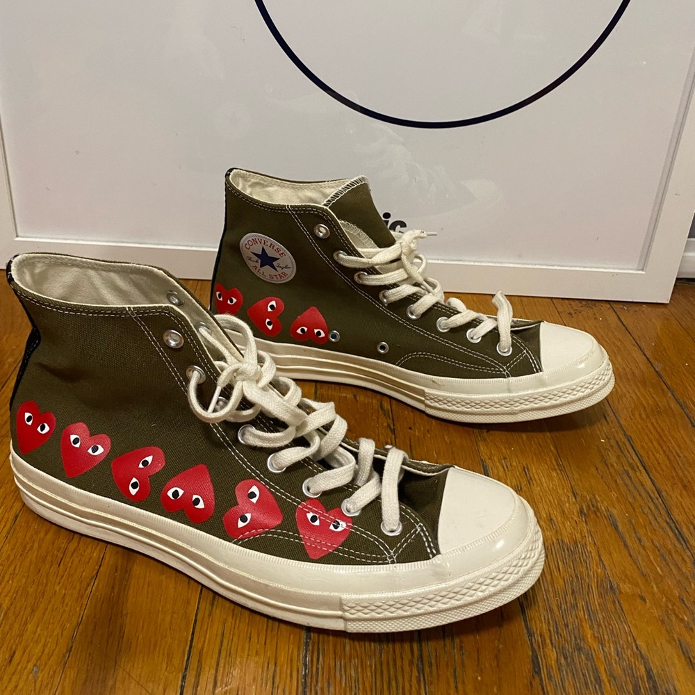 🔥🔥GREAT CONDITION Comme Des Garcon Play x Chuck 70 Hi Top 'Multi Heart' M11/W13